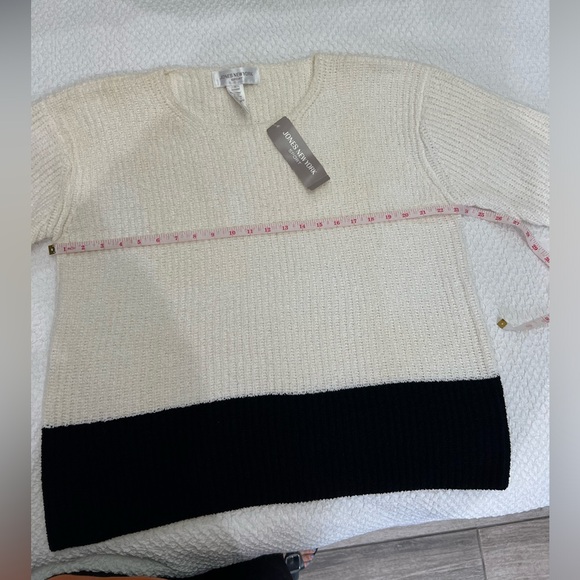 Y2K Jones New York Sport Sweater Adult White Color Block Cotton Womens Size L - Picture 7 of 11